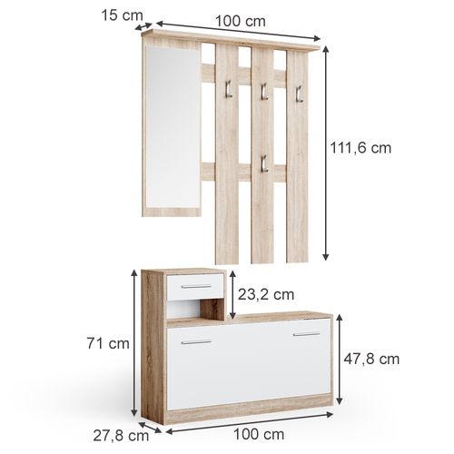 Vestiaire Billy 54398 Sonoma/blanc 100x111.6cm