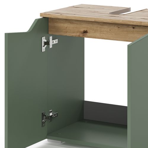 Meuble Sous Lavabo Marelle 54399 Vert/artisan 60x57.5cm Avec 2 Portes