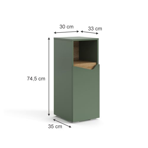 Armoire Midisch Marelle 54400 Vert/artisan 30x74.5cm Avec Porte Et Compartiment Ouvert