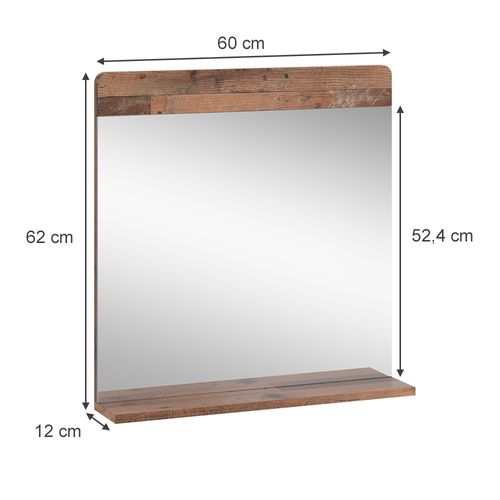 Miroir De Salle De Bain Izan 54409 Oldstyle 60x62cm Avec Tablette