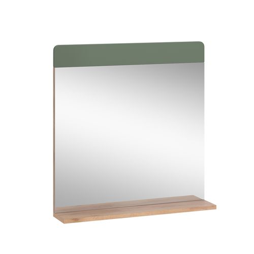 Miroir De Salle De Bain Izan 54416 Vert/force De Lor Chêne 60x62cm Avec Tablette