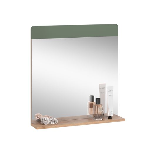Miroir De Salle De Bain Izan 54416 Vert/force De Lor Chêne 60x62cm Avec Tablette