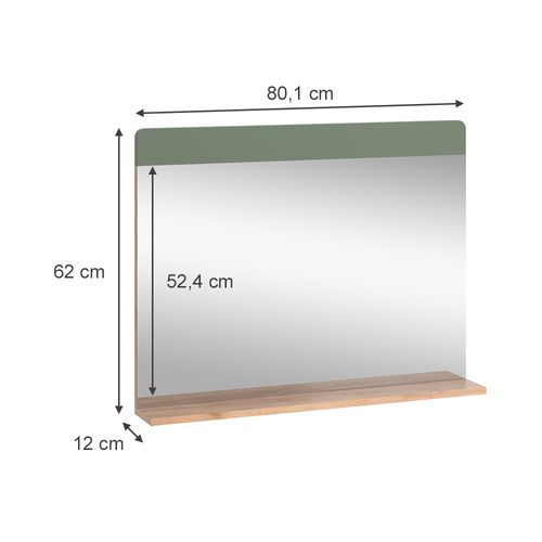 Miroir De Salle De Bain Izan 54419 Vert/force De Lor Chêne 80.1x62cm Avec Abonnement