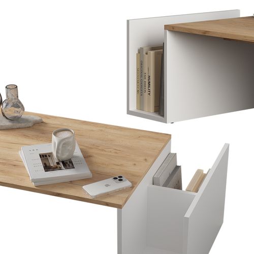 Table Basse Avento 54446 Chêne Doré/blanc 100x50cm