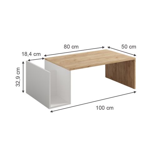 Table Basse Avento 54446 Chêne Doré/blanc 100x50cm