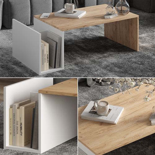 Table Basse Avento 54446 Chêne Doré/blanc 100x50cm