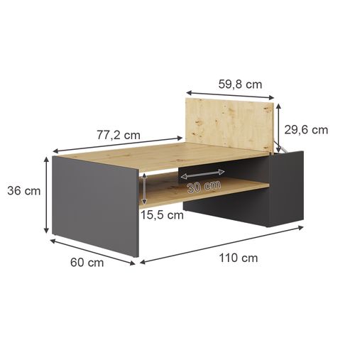 Table Basse Rubby 54447 Chêne Artisan/anthracite 110x60cm