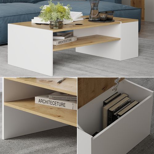 Table Basse Rubby 54448 Artisan Chêne/blanc 110x60cm