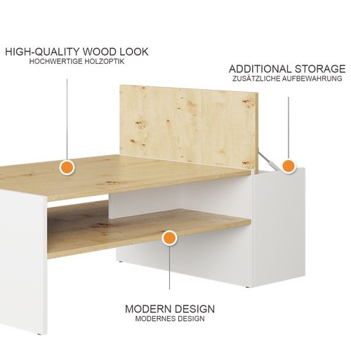 Table Basse Rubby 54448 Artisan Chêne/blanc 110x60cm