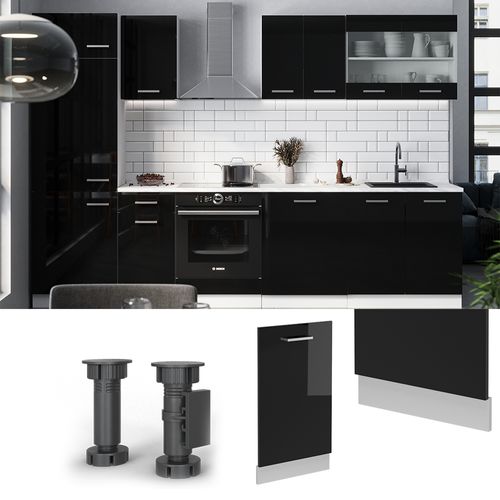 Façade De Lave-vaisselle R-line 54471 Noir Haute Brillance 45cm Sans Pt