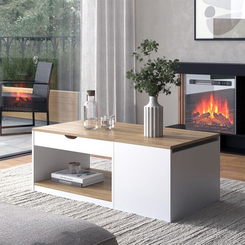 Table Basse Avela 54544 Blanc/sonoma 55x110cm