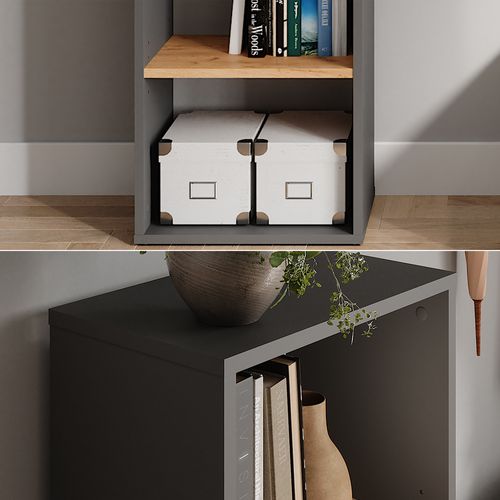 Étagère Sur Pied Orlando 54546 Anthracite/chêne Doré 40x90.5cm