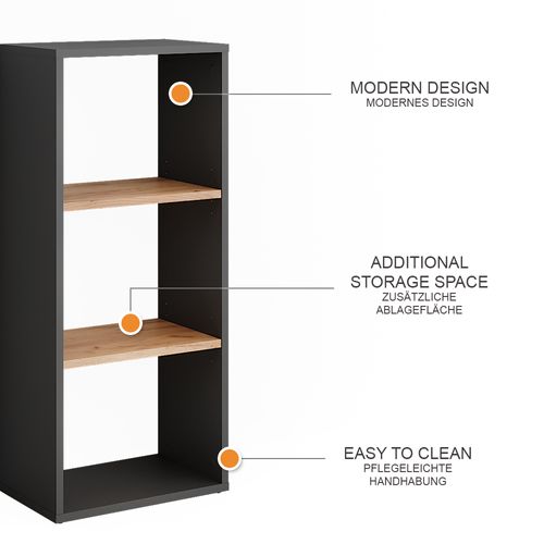 Étagère Sur Pied Orlando 54546 Anthracite/chêne Doré 40x90.5cm