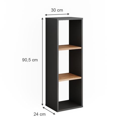Étagère Sur Pied Orlando 54547 Anthracite/chêne Doré 30x90.5cm