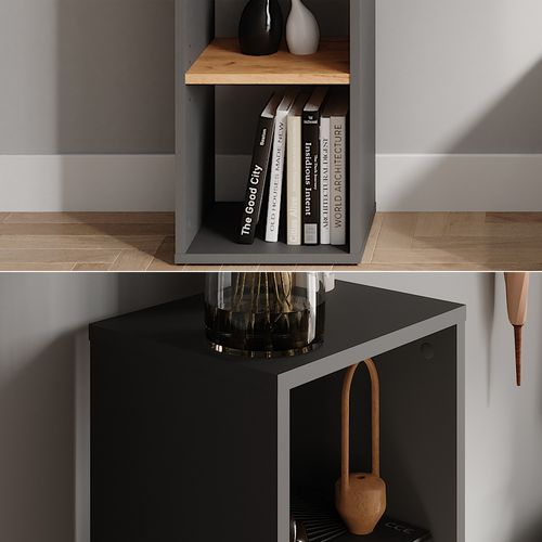 Étagère Sur Pied Orlando 54547 Anthracite/chêne Doré 30x90.5cm