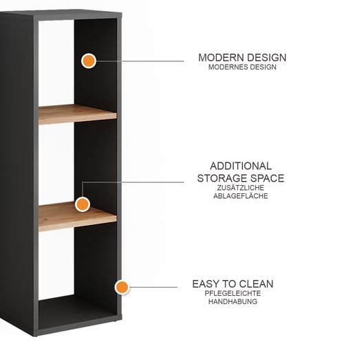 Étagère Sur Pied Orlando 54547 Anthracite/chêne Doré 30x90.5cm