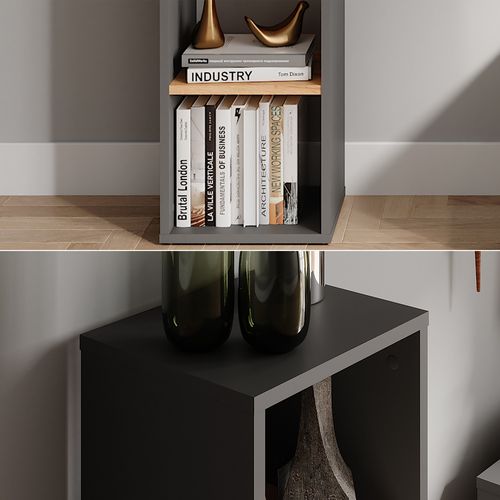 Étagère Sur Pied Orlando 54549 Anthracite/chêne Doré 30x80.1cm