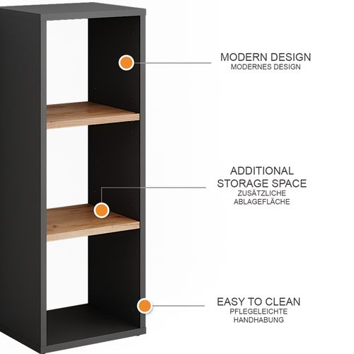 Étagère Sur Pied Orlando 54549 Anthracite/chêne Doré 30x80.1cm