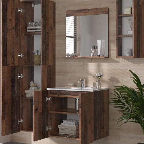 Meubles Bain Izan 54553 Oldstyle 5 Pièces Avec Armoire Haute Et Armoire Suspendue