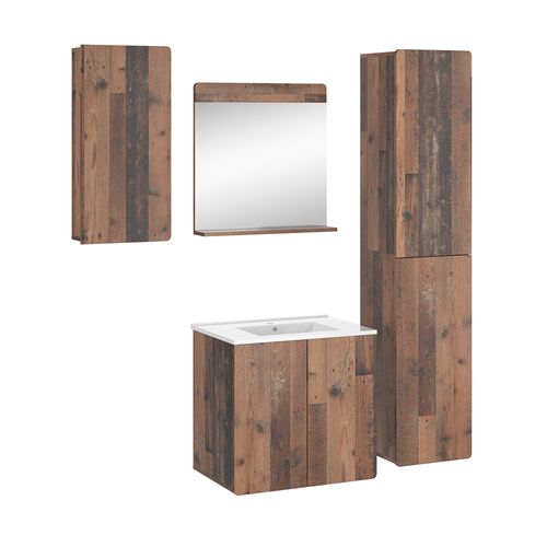 Meubles Bain Izan 54553 Oldstyle 5 Pièces Avec Armoire Haute Et Armoire Suspendue