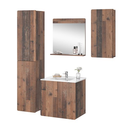 Meubles Bain Izan 54553 Oldstyle 5 Pièces Avec Armoire Haute Et Armoire Suspendue