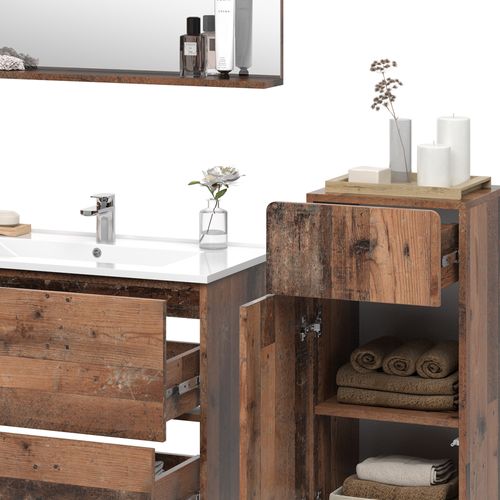 Ensemble De Meubles De Salle De Bains Izan 54556 Oldstyle 4 Pièces Avec Armoire De Milieu