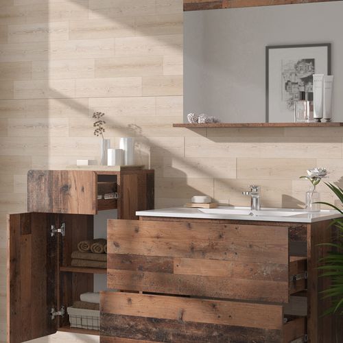 Ensemble De Meubles De Salle De Bains Izan 54556 Oldstyle 4 Pièces Avec Armoire De Milieu