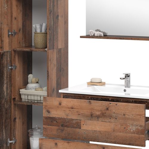 Ensemble De Meubles De Salle De Bains Izan 54557 Oldstyle 4 Pièces Avec Armoire Haute