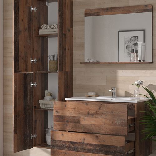 Ensemble De Meubles De Salle De Bains Izan 54557 Oldstyle 4 Pièces Avec Armoire Haute