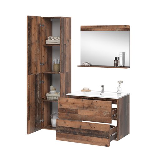 Ensemble De Meubles De Salle De Bains Izan 54557 Oldstyle 4 Pièces Avec Armoire Haute