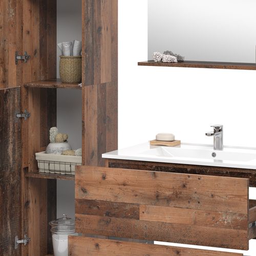 Ensemble Meubles Sdb Izan 54558 Oldstyle 5 Pièces Avec Armoire Haute Et Intermédiaire