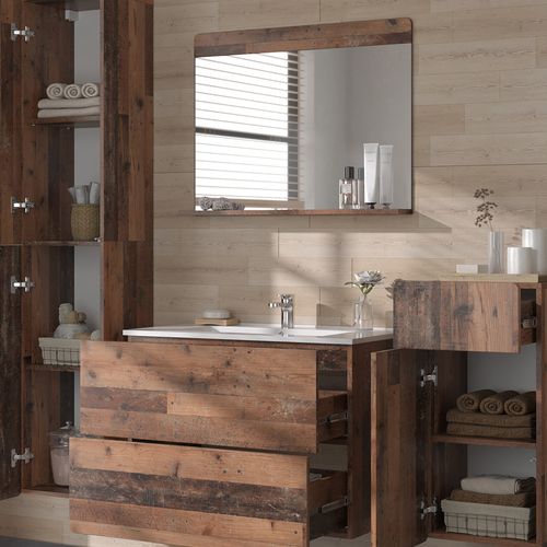 Ensemble Meubles Sdb Izan 54558 Oldstyle 5 Pièces Avec Armoire Haute Et Intermédiaire