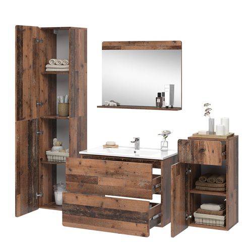 Ensemble Meubles Sdb Izan 54558 Oldstyle 5 Pièces Avec Armoire Haute Et Intermédiaire