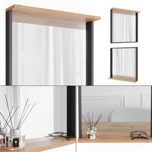 Miroir Mural Orlando 54577 Anthracite/chêne Doré 57x60cm Avec Miroir