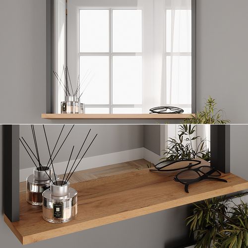 Miroir Mural Orlando 54577 Anthracite/chêne Doré 57x60cm Avec Miroir