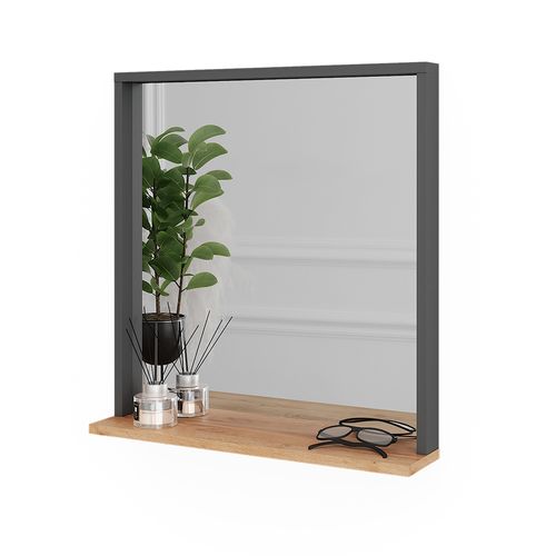Miroir Mural Orlando 54577 Anthracite/chêne Doré 57x60cm Avec Miroir