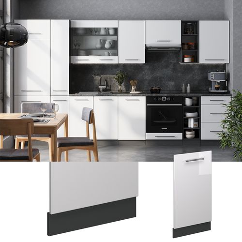 Façade De Lave-vaisselle Fame-line 54583 Blanc Haute Brillance 45cm , Pt Chêne