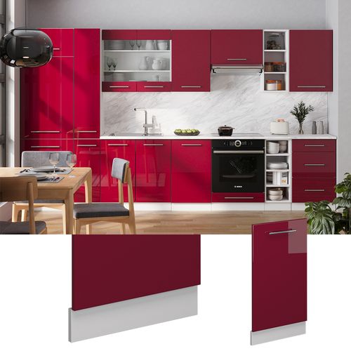 Façade De Lave-vaisselle Fame-line 54609 Rouge Bordeaux Haute Brillance 45cm , Pt Marbre