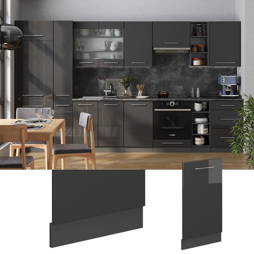 Façade De Lave-vaisselle Fame-line 54595 Anthracite Haute Brillance 45cm , Pt Chêne