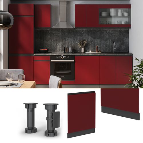 Façade De Lave-vaisselle R-line 54618 Rouge 60cm  J-shape Sans Pt