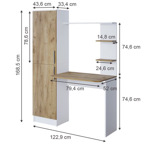 Bureau Tessa 54625 Chêne Blanc/force De Lor 122.9x52cm