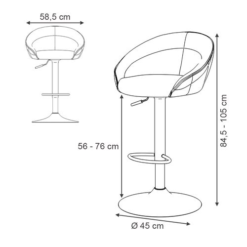 Tabouret De Bar Goldamo 54633 Anthracite 58.5x84.5cm Lot De 2