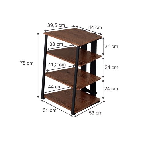 Étagère De Rangement Tonar 57352 Chêne Rustique/noir 61x78cm 4 Étagères Ouvertes