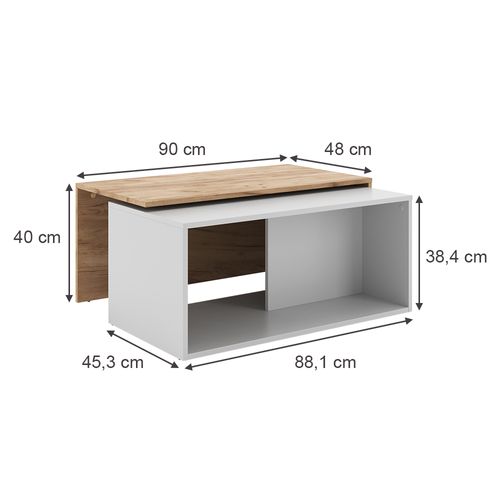 Table Basse Paul 54644 Chêne Blanc/force De Lor 90x48cm