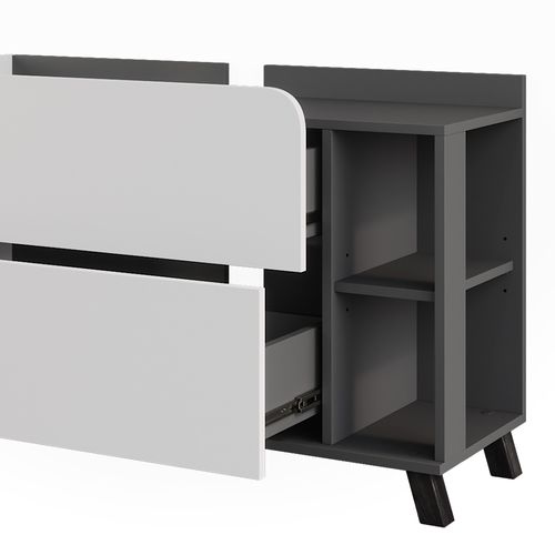Meuble Sous Vasque Simple Karen, Anthracite/blanc, 100x65cm Avec 2 Tiroirs