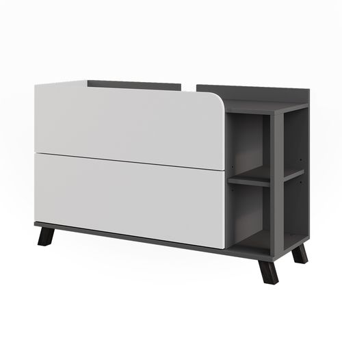 Meuble Sous Vasque Simple Karen, Anthracite/blanc, 100x65cm Avec 2 Tiroirs