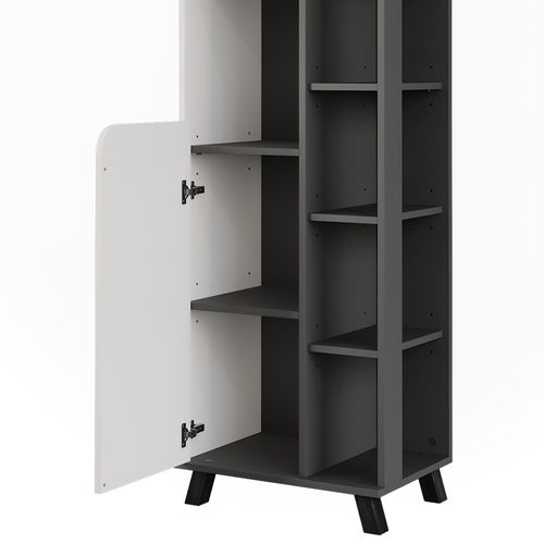 Armoire Haute Karen 54655 Anthracite/blanc 50x175cm Avec 2 Portes