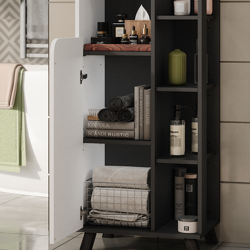 Armoire Haute Karen 54655 Anthracite/blanc 50x175cm Avec 2 Portes