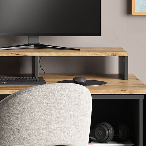 Support De Moniteur Tomy 54672 Anthracite/chêne Doré 80x12cm