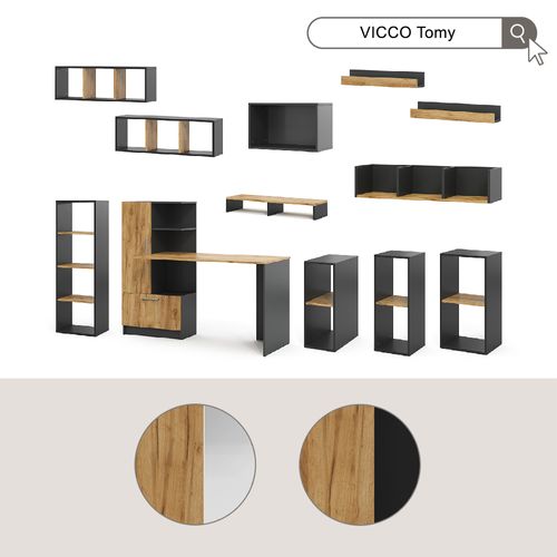 Support De Moniteur Tomy 54672 Anthracite/chêne Doré 80x12cm